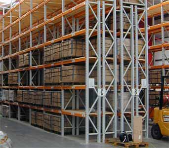 Double deep pallet racking